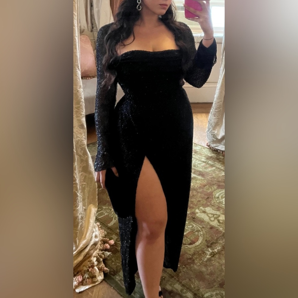 Oh Polly Embellished long dress - Black